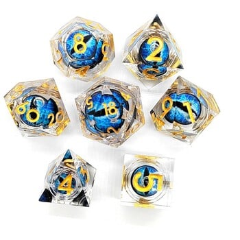 7PCS/Set Halloween Style Polyhedral Crystal Longan Dice Resin Dragon Eye Dice Set Game Home Ornaments Tarot Game Party Toys