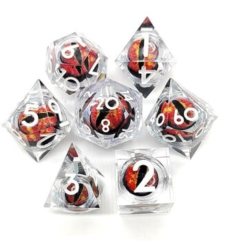 7PCS/Set Halloween Style Polyhedral Crystal Longan Dice Resin Dragon Eye Dice Set Game Home Ornaments Tarot Game Party Toys