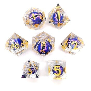 7PCS/Set Halloween Style Polyhedral Crystal Longan Dice Resin Dragon Eye Dice Set Game Home Ornaments Tarot Game Party Toys