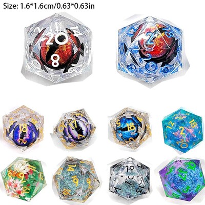 7PCS/Set Halloween Style Polyhedral Crystal Longan Dice Resin Dragon Eye Dice Set Game Home Ornaments Tarot Game Party Toys