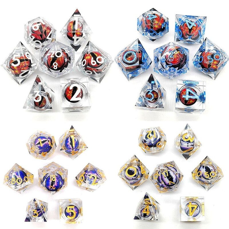 7PCS/Set Halloween Style Polyhedral Crystal Longan Dice Resin Dragon Eye Dice Set Game Home Ornaments Tarot Game Party Igračke