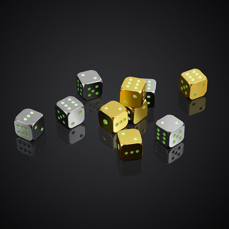 5 bucăți/1 set zaruri metalice fluorescente aurii/argintii/bronz zaruri amuzante pentru jocuri de masă cu șase fețe Accesorii 13mm