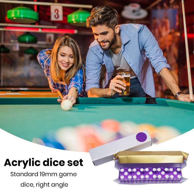 5Pcs Цветни прозрачни зарове Играчка 19 mm Акрилни зарове Шестстранна лента Развлечение Dice Party Club Игра за свободното време Реквизит за зарове
