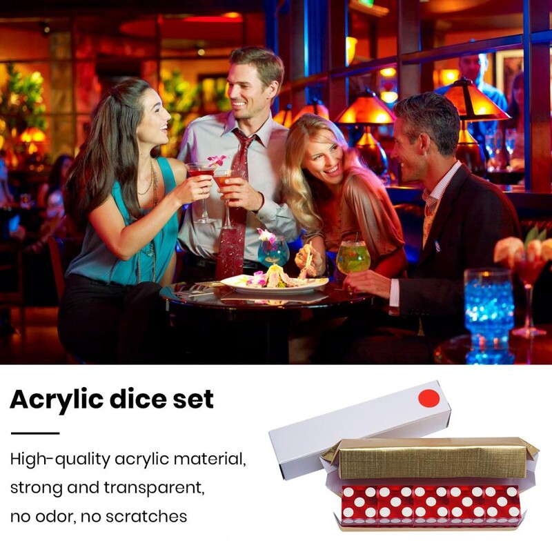 5Pcs Цветни прозрачни зарове Играчка 19 mm Акрилни зарове Шестстранна лента Развлечение Dice Party Club Игра за свободното време Реквизит за зарове