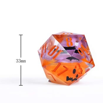 Cusdie 33MM D20 Dice Resin 20 Sided Sharp Edges Dice Single D20 Polyhedral Dice with Metal Case for Bar Party RPG Board Games