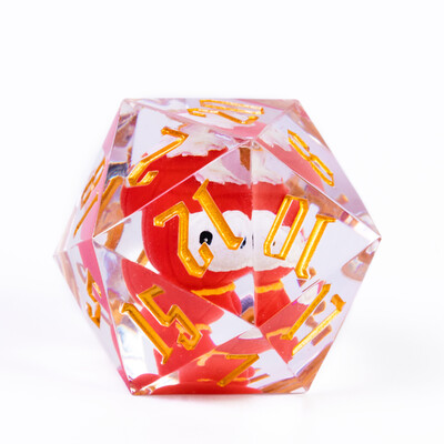 Cusdie 33MM D20 Dice Resin 20 Sided Sharp Edges Dice Single D20 Polyhedral Dice with Metal Case for Bar Party RPG Board Games