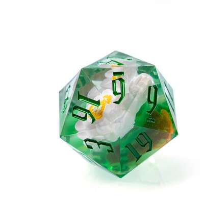 Cusdie 33MM D20 Dice Resin 20 Sided Sharp Edges Dice Single D20 Polyhedral Dice with Metal Case for Bar Party RPG Board Games
