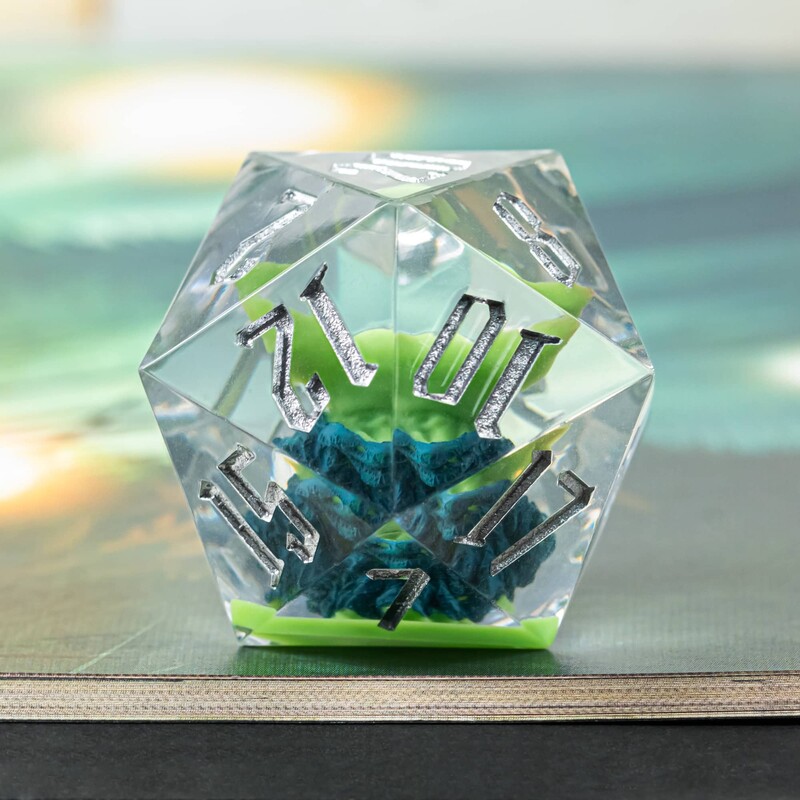 Cusdie 33 MM D20 Zaruri Rășină 20 fețe cu muchii ascuțite Zaruri unice D20 Zaruri poliedrice cu carcasă metalică pentru jocuri de masă RPG de petrecere în bar