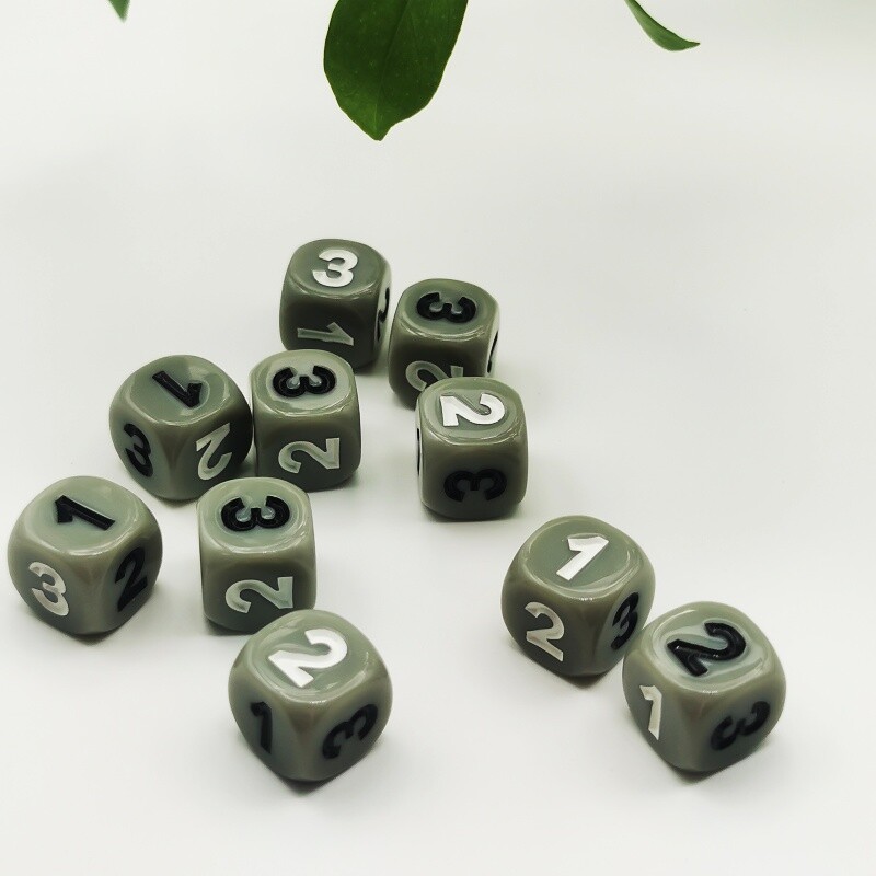 10pc/lot D6 set kockica 6 lica 123 kockice za stolnu igru 14mm arilne kockice D6 okruglog ruba jednobojne