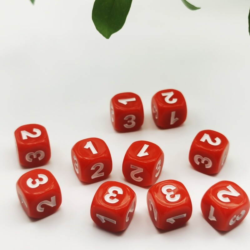 10pc/lot D6 set kockica 6 lica 123 kockice za stolnu igru 14mm arilne kockice D6 okruglog ruba jednobojne