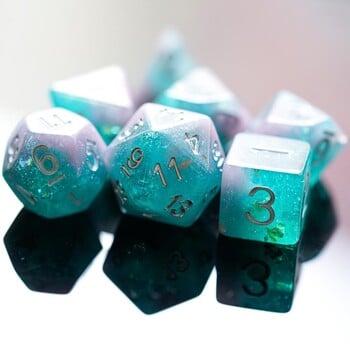 Cusdie Two-tone DND Dices 7 Resin Glitter D&D Dice D4 D6 D8 D10 D% D12 D20 Комплект полиедрални зарове за ролеви настолни игри