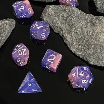 Cusdie Two-tone DND Dices 7 Resin Glitter D&D Dice D4 D6 D8 D10 D% D12 D20 Комплект полиедрални зарове за ролеви настолни игри