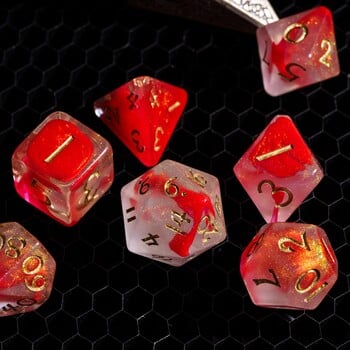 Cusdie Two-tone DND Dices 7 Resin Glitter D&D Dice D4 D6 D8 D10 D% D12 D20 Комплект полиедрални зарове за ролеви настолни игри