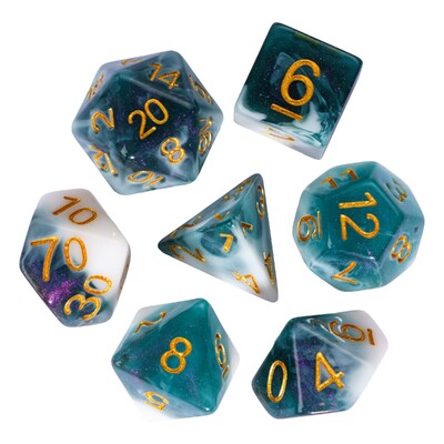 Cusdie dvobojne DND kockice 7 D&D kockica sa svjetlucavim smolama D4 D6 D8 D10 D% D12 D20 Komplet poliedralnih kockica za društvene igre uloga