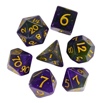 Cusdie dvobojne DND kockice 7 D&D kockica sa svjetlucavim smolama D4 D6 D8 D10 D% D12 D20 Komplet poliedralnih kockica za društvene igre uloga