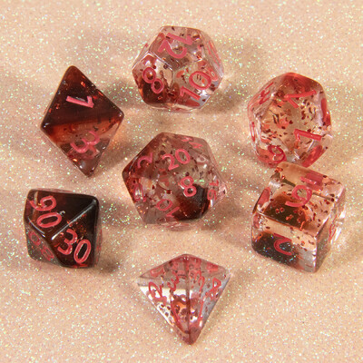 Komplet poliedarskih kocki, prozirne D&D kockice sa svjetlucavim efektom za društvene igre, igre uloga D4 D6 D8 D10 D00 D12 D20 KOCKE