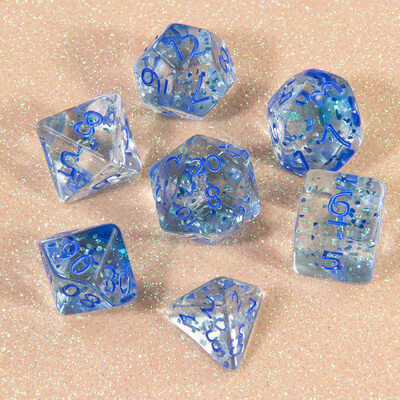 Komplet poliedarskih kocki, prozirne D&D kockice sa svjetlucavim efektom za društvene igre, igre uloga D4 D6 D8 D10 D00 D12 D20 KOCKE