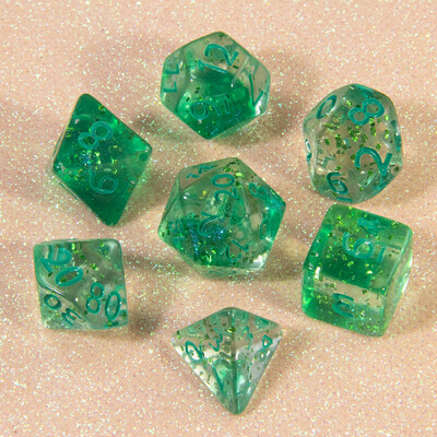 Komplet poliedarskih kocki, prozirne D&D kockice sa svjetlucavim efektom za društvene igre, igre uloga D4 D6 D8 D10 D00 D12 D20 KOCKE