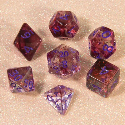 Komplet poliedarskih kocki, prozirne D&D kockice sa svjetlucavim efektom za društvene igre, igre uloga D4 D6 D8 D10 D00 D12 D20 KOCKE