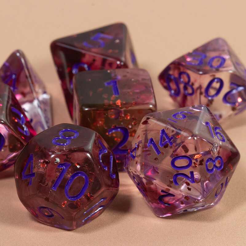 Komplet poliedarskih kocki, prozirne D&D kockice sa svjetlucavim efektom za društvene igre, igre uloga D4 D6 D8 D10 D00 D12 D20 KOCKE
