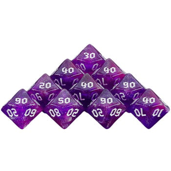 10 бр Polyhedral Dice 10-Sided Dice Digital D10(00-90) Двоен цвят с блясък за DND RPG и други настолни игри