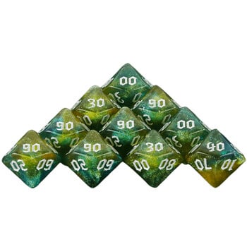 10 бр Polyhedral Dice 10-Sided Dice Digital D10(00-90) Двоен цвят с блясък за DND RPG и други настолни игри