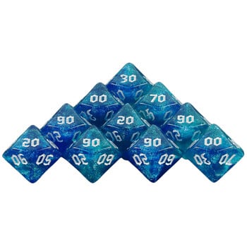 10 бр Polyhedral Dice 10-Sided Dice Digital D10(00-90) Двоен цвят с блясък за DND RPG и други настолни игри