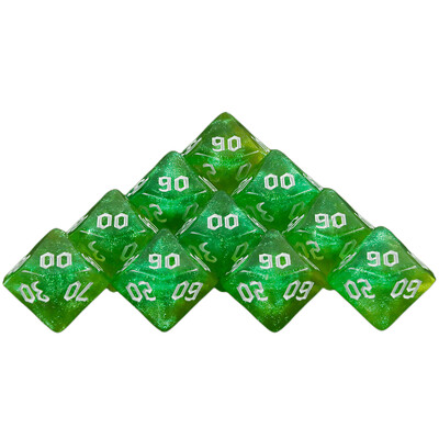 10 бр Polyhedral Dice 10-Sided Dice Digital D10(00-90) Двоен цвят с блясък за DND RPG и други настолни игри