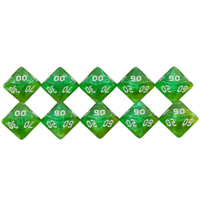 10 бр Polyhedral Dice 10-Sided Dice Digital D10(00-90) Двоен цвят с блясък за DND RPG и други настолни игри