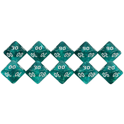 10 бр Polyhedral Dice 10-Sided Dice Digital D10(00-90) Двоен цвят с блясък за DND RPG и други настолни игри