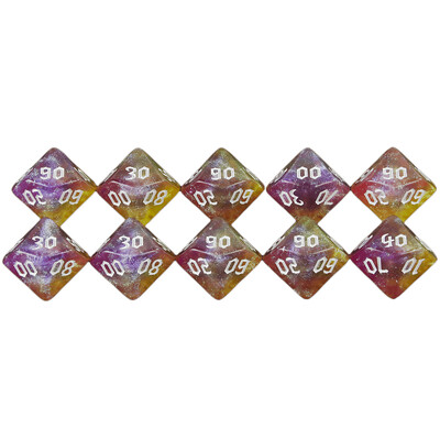 10 бр Polyhedral Dice 10-Sided Dice Digital D10(00-90) Двоен цвят с блясък за DND RPG и други настолни игри