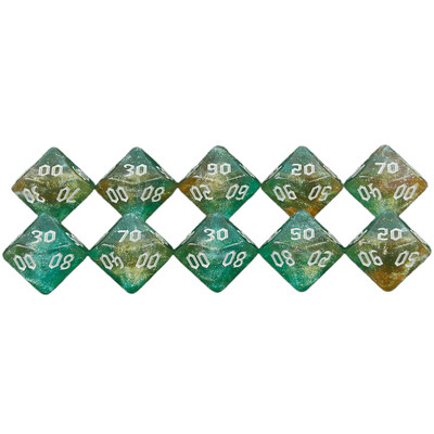 10 бр Polyhedral Dice 10-Sided Dice Digital D10(00-90) Двоен цвят с блясък за DND RPG и други настолни игри