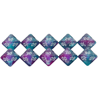 10 бр Polyhedral Dice 10-Sided Dice Digital D10(00-90) Двоен цвят с блясък за DND RPG и други настолни игри