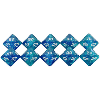 10 бр Polyhedral Dice 10-Sided Dice Digital D10(00-90) Двоен цвят с блясък за DND RPG и други настолни игри