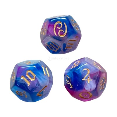 3бр. Астрологични D12 зарове Гадаене Инструменти за гадаене 12-странни полиедрални зарове Играчка