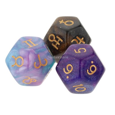 3бр. Астрологични D12 зарове Гадаене Инструменти за гадаене 12-странни полиедрални зарове Играчка