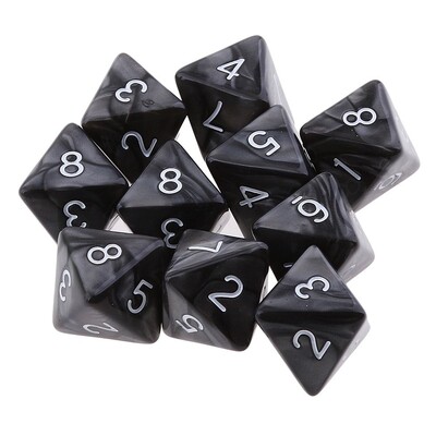10Pcs/set D8 16mm Digital Dice Set 8-strane akrilne stolne igre neprozirne poliedarske kockice za DND Dice stolne igre uloga