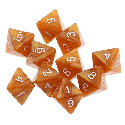 10Pcs/set D8 16mm Digital Dice Set 8-strane akrilne stolne igre neprozirne poliedarske kockice za DND Dice stolne igre uloga