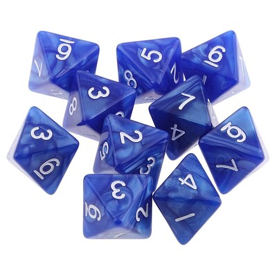 10Pcs/set D8 16mm Digital Dice Set 8-strane akrilne stolne igre neprozirne poliedarske kockice za DND Dice stolne igre uloga