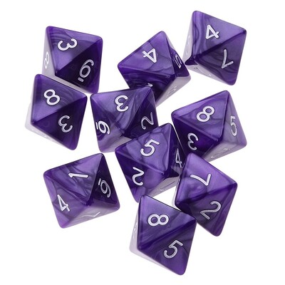 10Pcs/set D8 16mm Digital Dice Set 8-strane akrilne stolne igre neprozirne poliedarske kockice za DND Dice stolne igre uloga