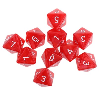 10Pcs/set D8 16mm Digital Dice Set 8-strane akrilne stolne igre neprozirne poliedarske kockice za DND Dice stolne igre uloga