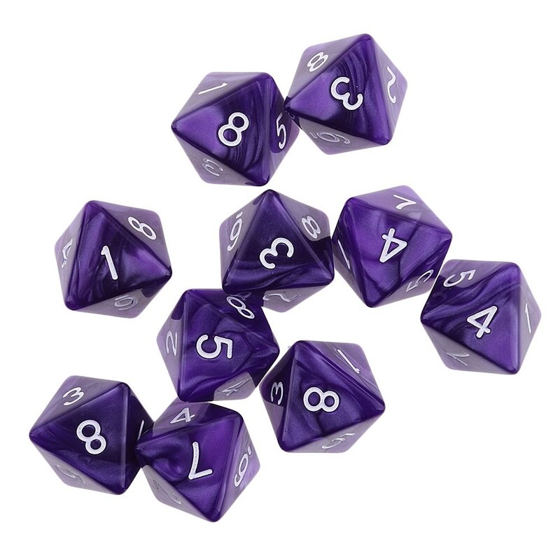 10Pcs/set D8 16mm Digital Dice Set 8-strane akrilne stolne igre neprozirne poliedarske kockice za DND Dice stolne igre uloga