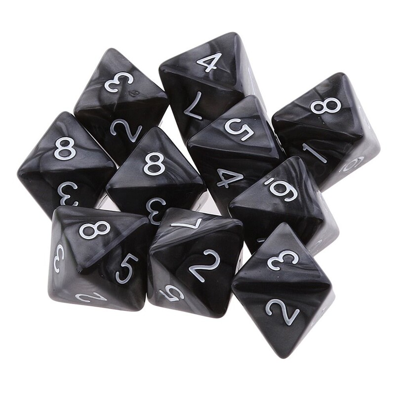10Pcs/set D8 16mm Digital Dice Set 8-strane akrilne stolne igre neprozirne poliedarske kockice za DND Dice stolne igre uloga