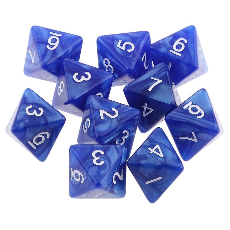 10Pcs/set D8 16mm Digital Dice Set 8-strane akrilne stolne igre neprozirne poliedarske kockice za DND Dice stolne igre uloga