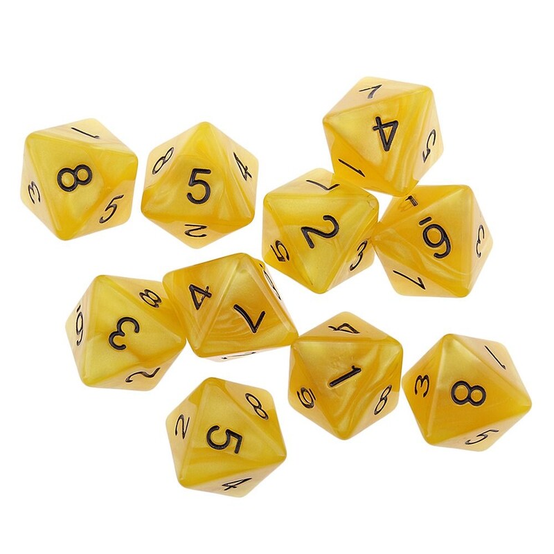 10Pcs/set D8 16mm Digital Dice Set 8-strane akrilne stolne igre neprozirne poliedarske kockice za DND Dice stolne igre uloga