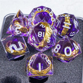 Lila Ring Resin DnD Dice, Lord of Dice poliéder kockakészlet, The Ring Dice, Resin Dice Kockakészlet