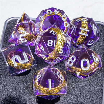 Purple Ring Resin DnD Dice, Lord of Dice Polyhedral Dice Set, The Ring Dice, Resin Dice Set