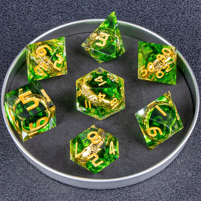 Lila Ring Resin DnD Dice, Lord of Dice poliéder kockakészlet, The Ring Dice, Resin Dice Kockakészlet
