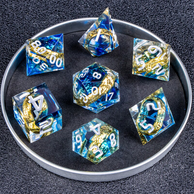 Lila Ring Resin DnD Dice, Lord of Dice poliéder kockakészlet, The Ring Dice, Resin Dice Kockakészlet