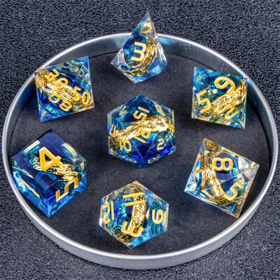 Lila Ring Resin DnD Dice, Lord of Dice poliéder kockakészlet, The Ring Dice, Resin Dice Kockakészlet
